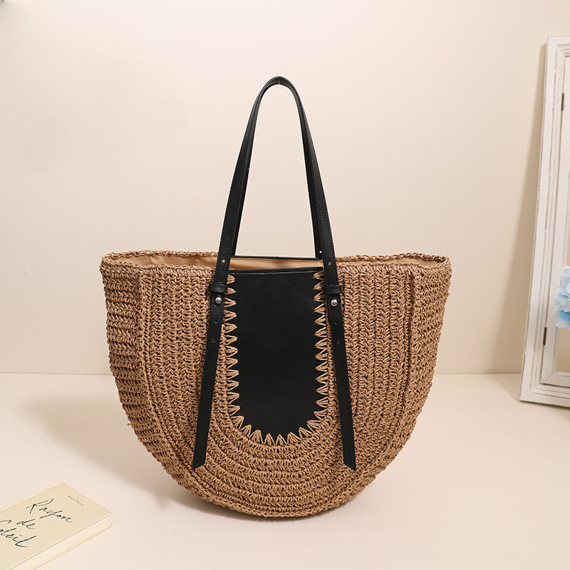 Holiday Beach Simple Semicircle Large Capacity Woven Tote Bag