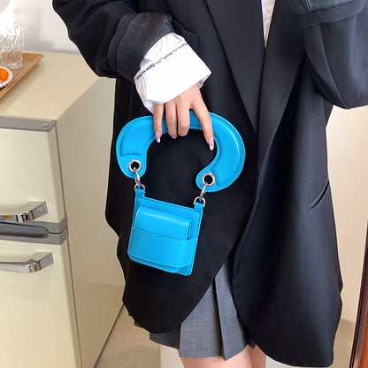 Women Creative Exaggerated Geometric Shapes Solid Color Pu Handle Mini Bag