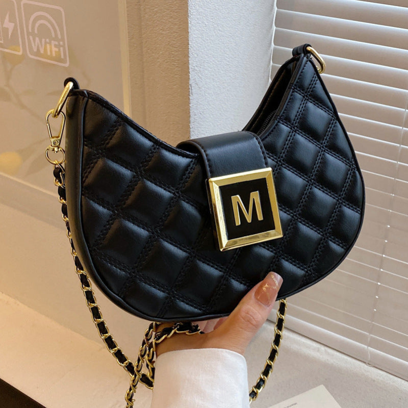 Sac à bandoulière simple matelassé à rabat et chaîne pour femme 