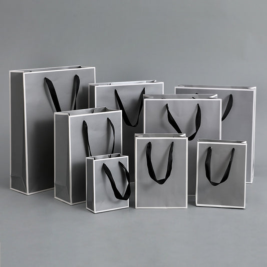 Sac d'emballage en papier gris argenté, simple et portable 