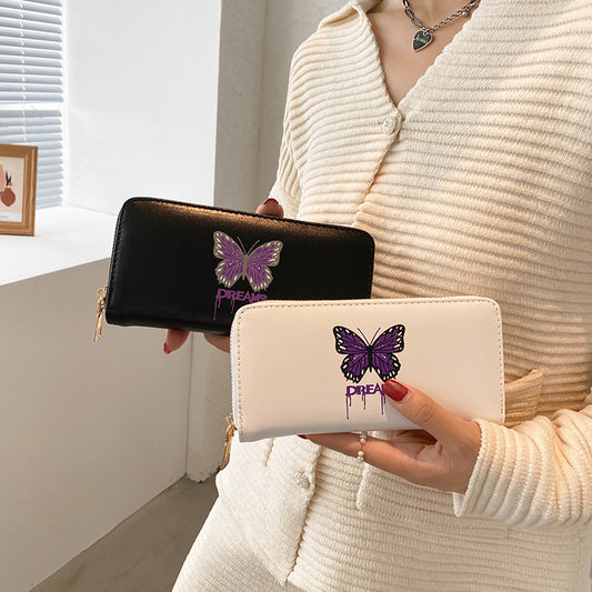 Women'S Fashion Print Butterfly Large Capacity Long Coin Purse