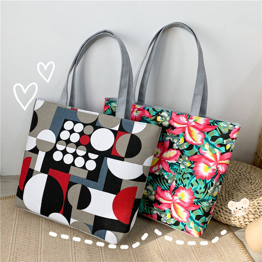 Women Fashion Ethnic Printing Non-Fading Canvas Bag Large Capacity Tote Bag