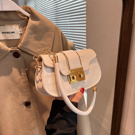 Sac à bandoulière à rabat simple et tendance pour femme, motif pierre 