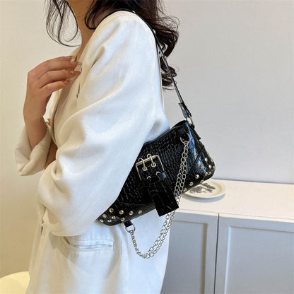 Sac à bandoulière à chaîne et rivets Street Fashion