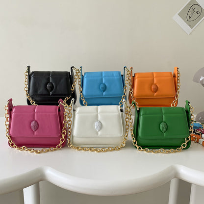 Women Fashion Solid Color Flap Chain Square PU Crossbody Bag