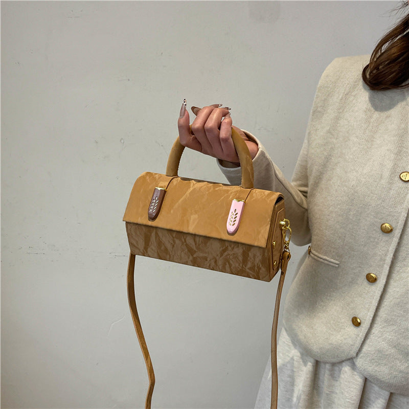 Women Fashion Casual Solid Color Pu Rectangular Shoulder Bag