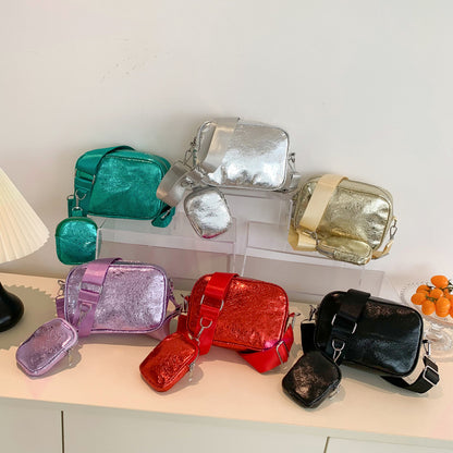 Ensemble deux pièces de sacs à bandoulière carrés, décontractés et simples, de couleur unie, pour femmes 