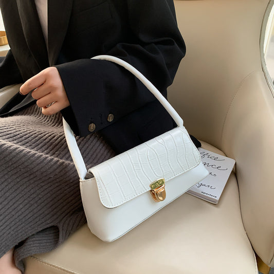 Sac à main tendance en PU pour femme, couleur unie, avec boucle à rabat 