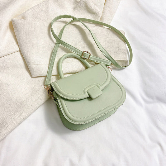 Women Fashionable Solid Color Semi-Circle Flap PU Crossbody Bag