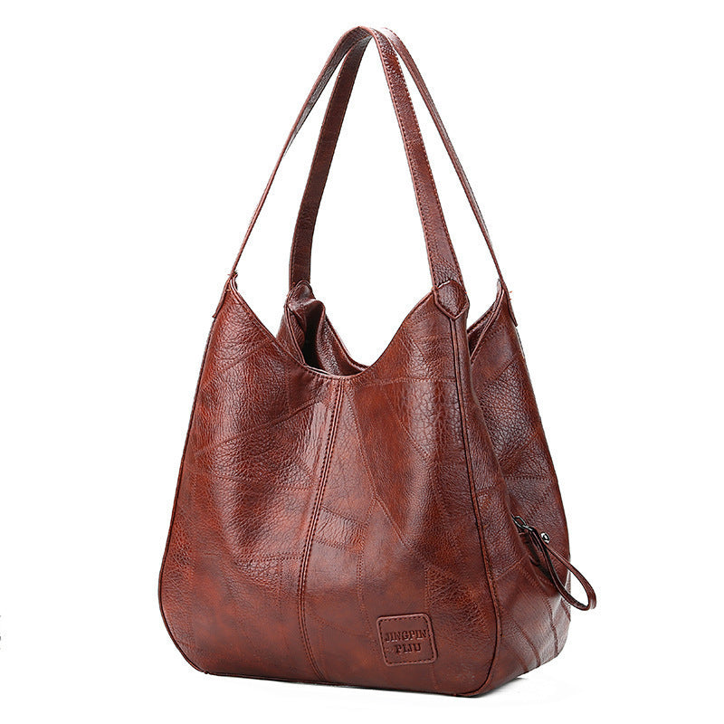 Women Vintage Simple Large Capacity PU Tote Bag