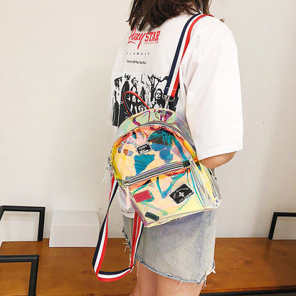 Women Creative Laser Jelly Clear Backpack Crossbody Handle Bag