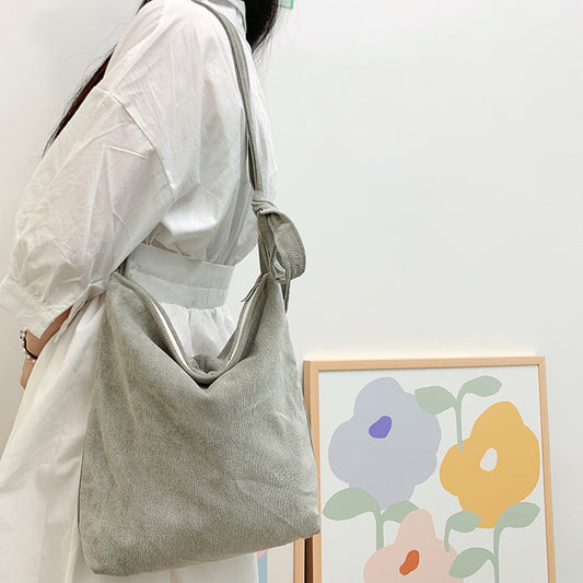 Sac à bandoulière en velours côtelé vintage pour femme, style décontracté, automne et hiver 