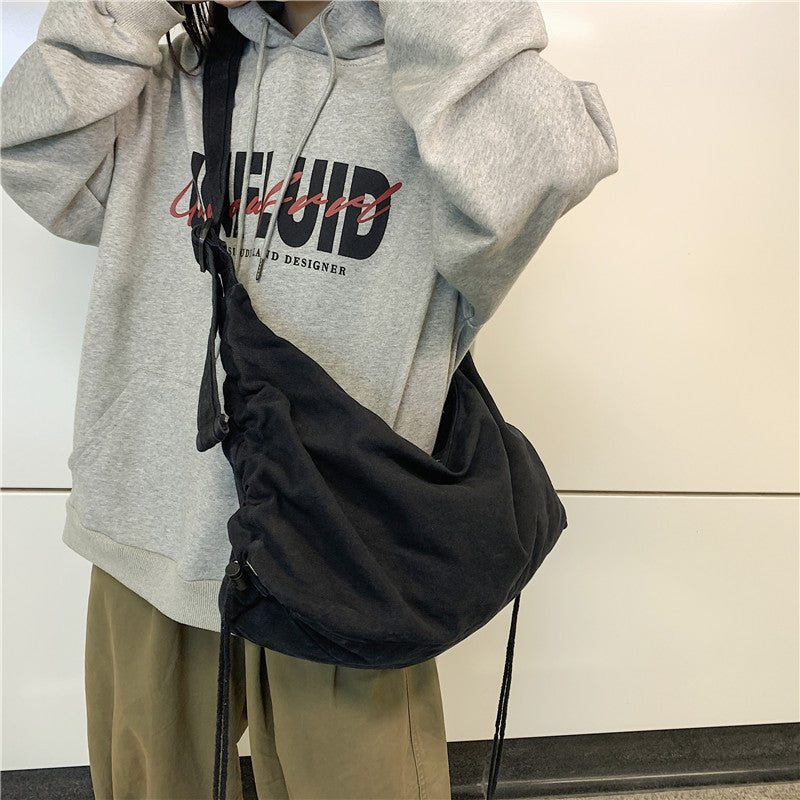 Women Fashionable Simple Solid Color Large Capacity Zipper Crossbody Bag