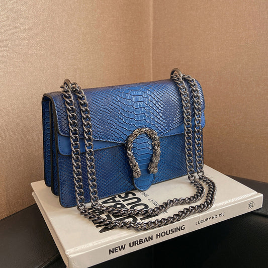 Sac messager rétro à chaîne Bacchus imprimé serpent pour femme 