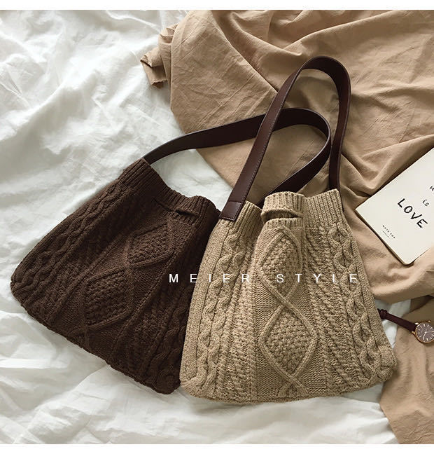 Women'S Fashion Retro Wool Knitted Shoulder Bag