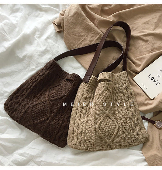 Women'S Fashion Retro Wool Knitted Shoulder Bag