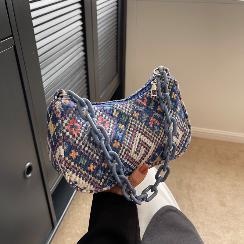 Spring Ethnic Style Canvas Large Capacity Bag Women 2023 Fashion Fashion One Shoulder Casual Simple Small Square Bag