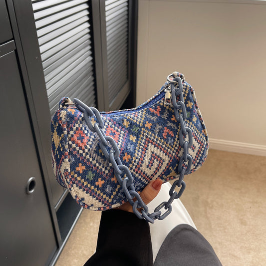 Spring Ethnic Style Canvas Large Capacity Bag Women 2023 Fashion Fashion One Shoulder Casual Simple Small Square Bag