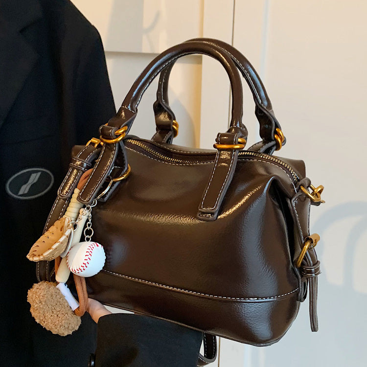 Women Fashion Casual Solid Color Large Capacity Zipper Handbag