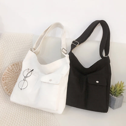 Women Simple Casual Canvas Student Tote Shopping Bag