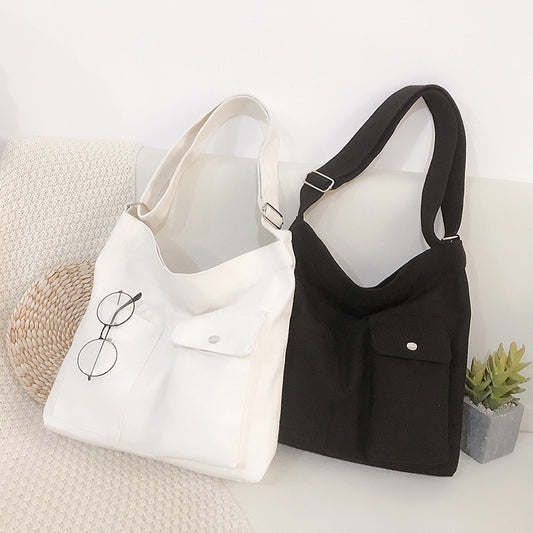 Women Simple Casual Canvas Student Tote Shopping Bag