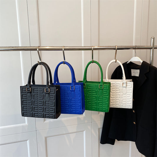 Petit sac à main carré uni à motif gaufré d'été 