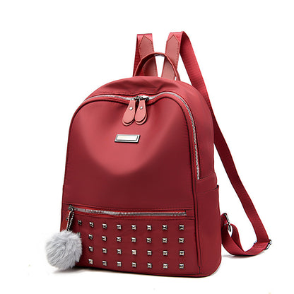 Women Fashion Rivet Soft Wax Leather Backpack