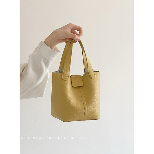 Women Fashion Solid Color Bucket Tote Bag