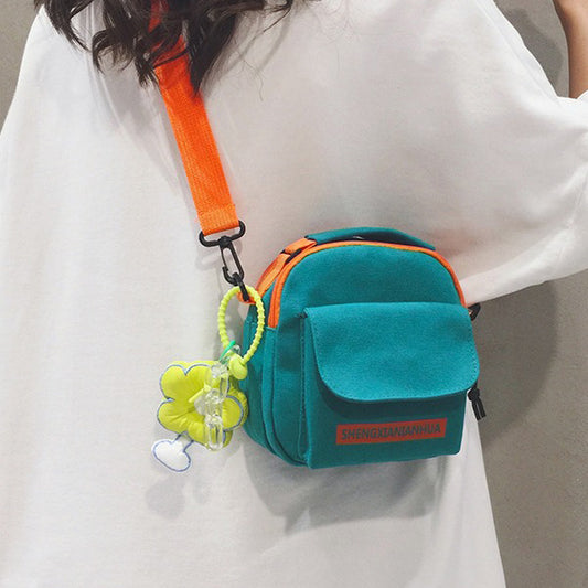 Sac bandoulière en toile contrastée simple et tendance 