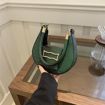 Sac à main simple et tendance à motif crocodile de couleur unie 