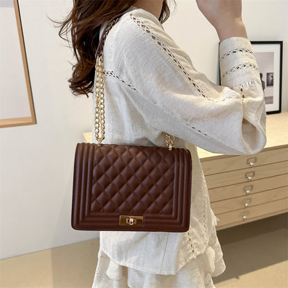 Women Simple Casual Solid Color Square Chain Shoulder Bag