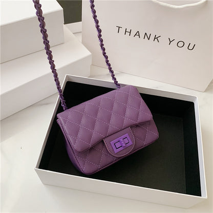 Women Casual Stitching Design Solid Color Quilted Crossbody Bag