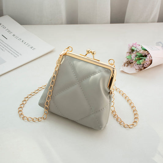 Sac à bandoulière simple et uni avec chaîne en diamant pour femme 
