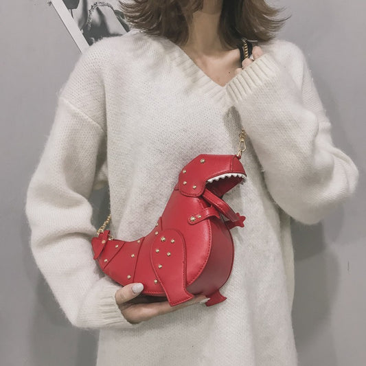 Sac à bandoulière en forme de dinosaure tridimensionnel pour femme, sac créatif de dessin animé 