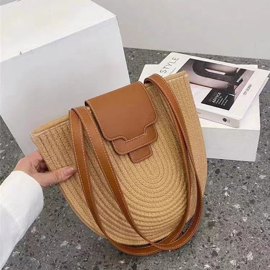 Pastoral Style Holiday Large Capacity Cotton Woven Bag Shoulder Bag