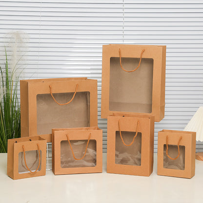 Sac d'emballage cadeau en papier kraft transparent, simple et créatif 