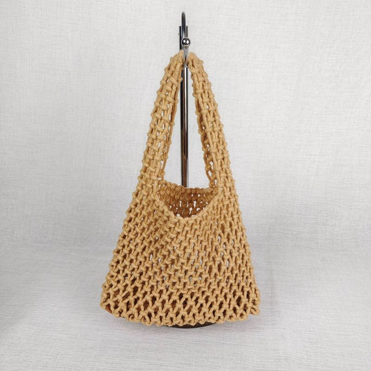 Women Casual Fashion Vacation Beach Mesh Woven Hollow Large Capacity Shoulder Bag