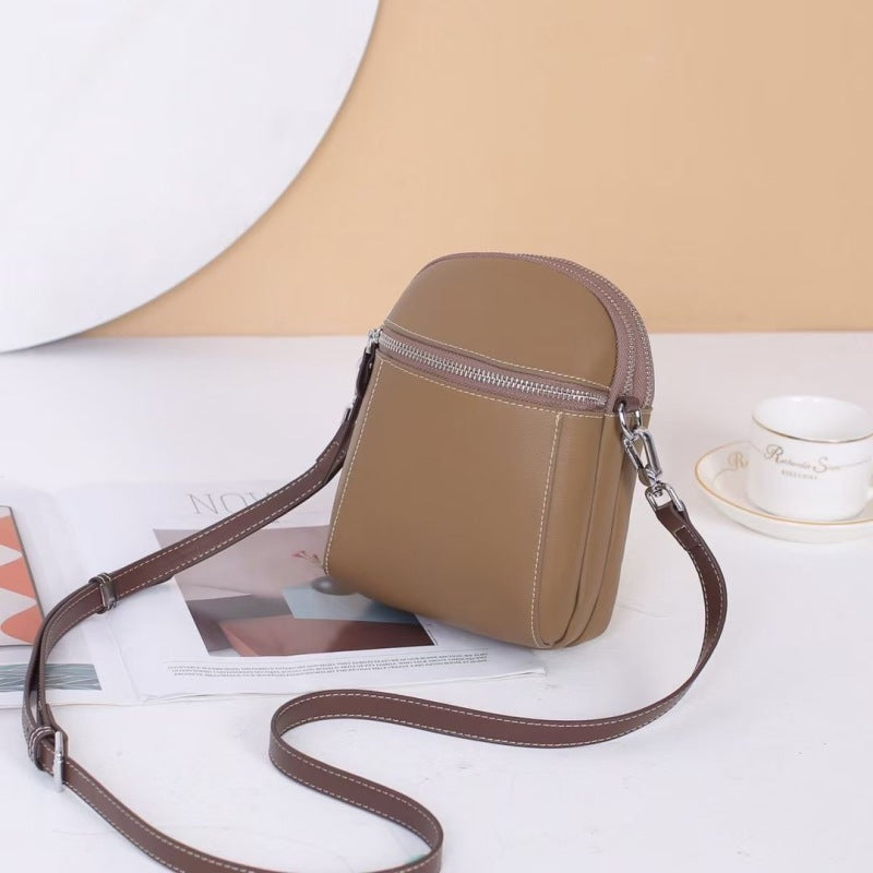 Sac à bandoulière en cuir véritable pour femme, style décontracté et simple, pour téléphone 
