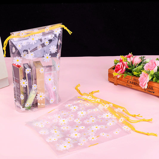 Little Daisy Transparent Drawstring Frosted Plastic Packaging Bag