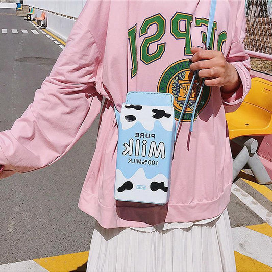 Sac messager simple et mignon en forme de boîte à lait pour femme 