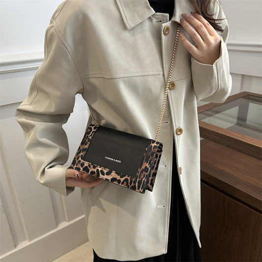 Mini sac à bandoulière carré à chaîne léopard tendance 