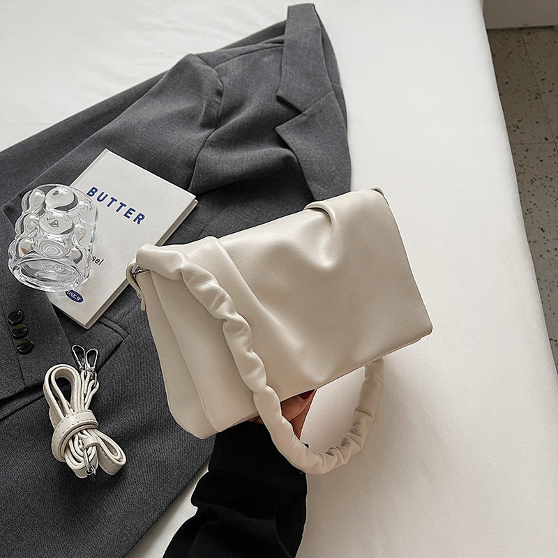 Sac à bandoulière plissé élégant à chaîne de couleur unie pour femme 
