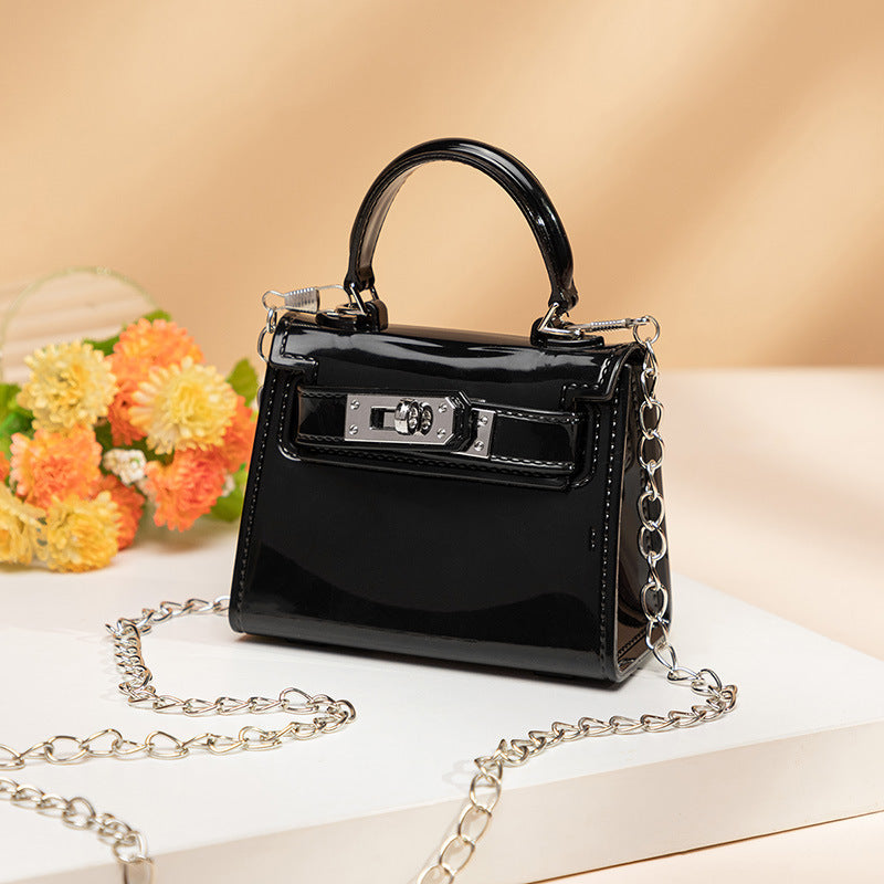 Women Fashion Candy Color Lock Square Chain Mini Crossbody Bag