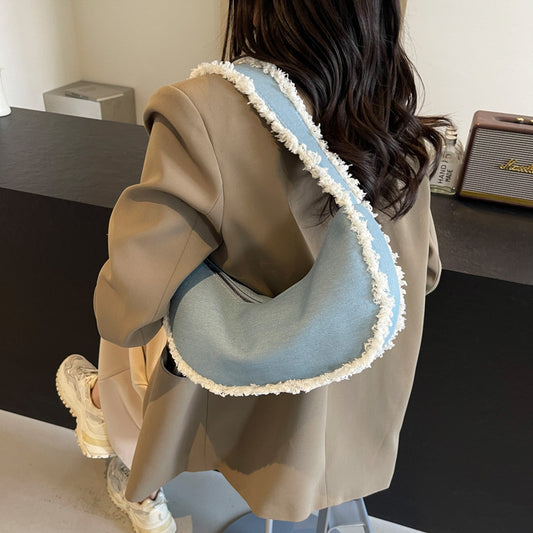 Sac à bandoulière en toile et peluche tendance et créatif 