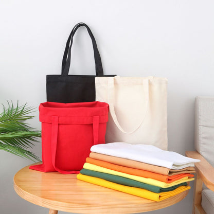 Sac de courses simple en toile de couleur unie pour femme 