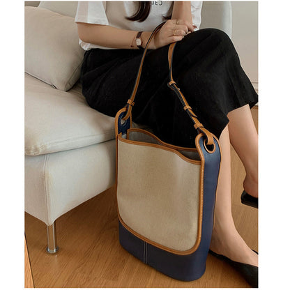 Sac fourre-tout personnalisé à une épaule et à blocs de couleurs, grande capacité 