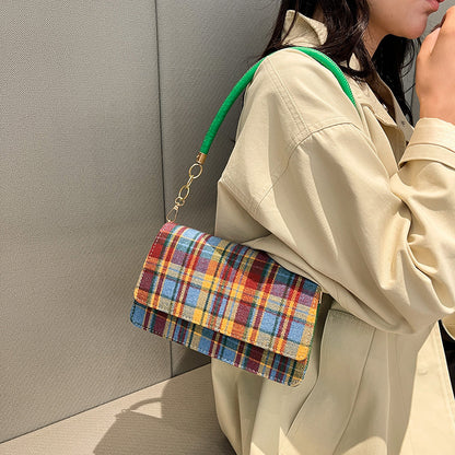 Sac à bandoulière carré à carreaux vintage 