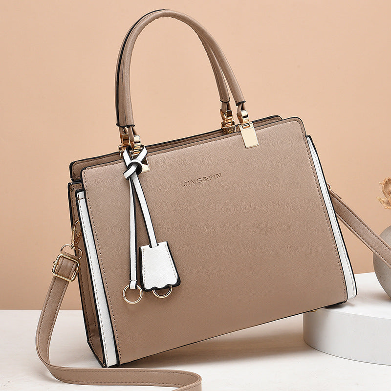 Women Fashion Square Large Capacity PU Handle Shoulder Bag