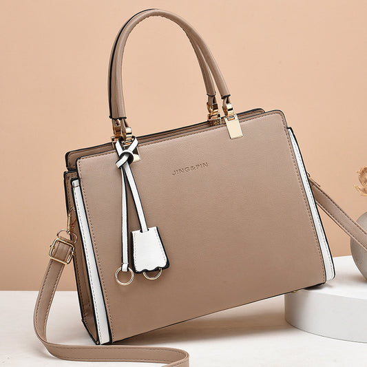 Women Fashion Square Large Capacity PU Handle Shoulder Bag