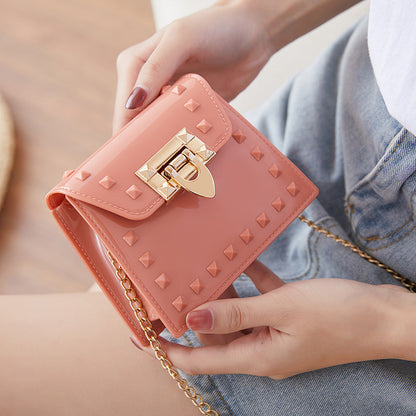 Women Fashion Rivet Chain Messenger Mini Bag